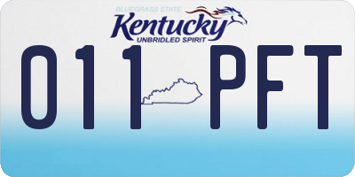 KY license plate 011PFT