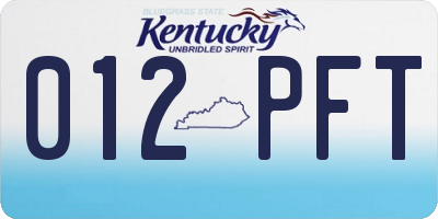 KY license plate 012PFT