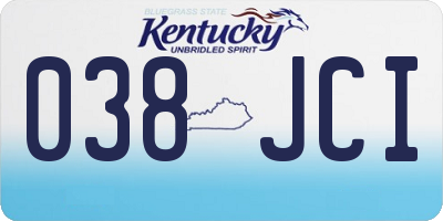KY license plate 038JCI