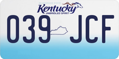 KY license plate 039JCF