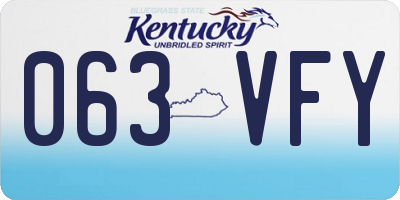KY license plate 063VFY