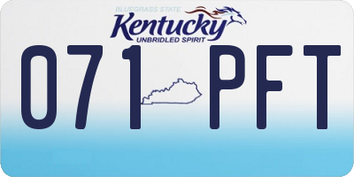 KY license plate 071PFT