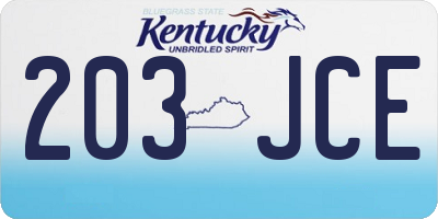 KY license plate 203JCE