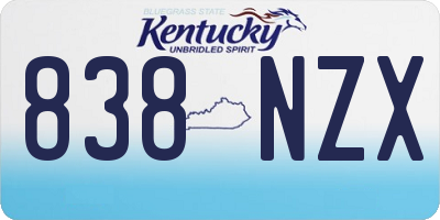 KY license plate 838NZX