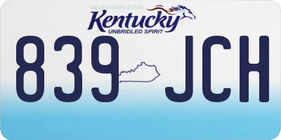 KY license plate 839JCH