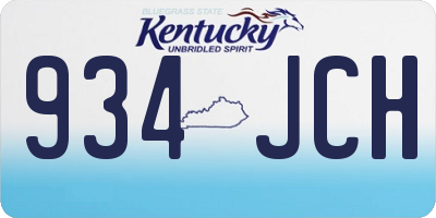 KY license plate 934JCH