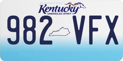 KY license plate 982VFX