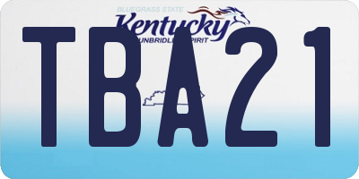 KY license plate TBA21