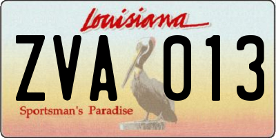 LA license plate ZVA013