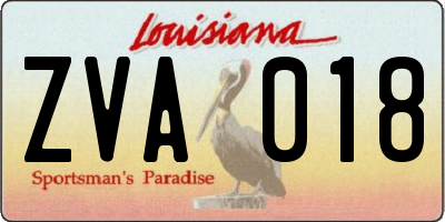 LA license plate ZVA018