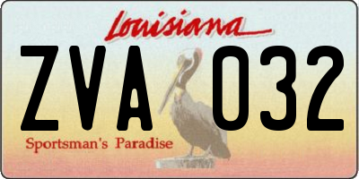 LA license plate ZVA032
