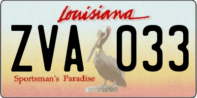 LA license plate ZVA033