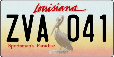 LA license plate ZVA041