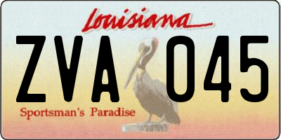 LA license plate ZVA045