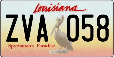 LA license plate ZVA058