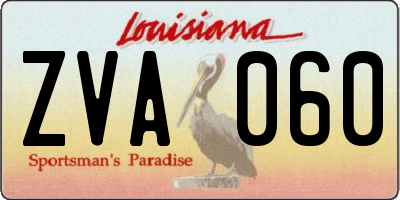 LA license plate ZVA060