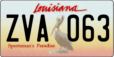 LA license plate ZVA063