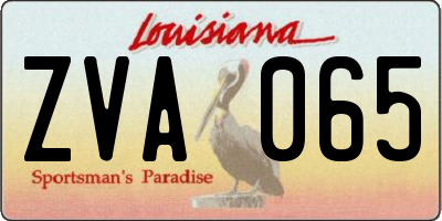 LA license plate ZVA065