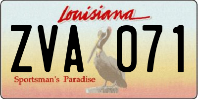 LA license plate ZVA071