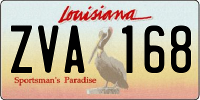 LA license plate ZVA168