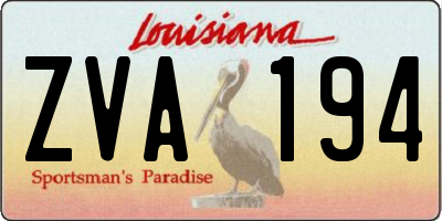 LA license plate ZVA194