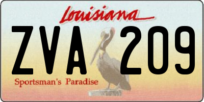 LA license plate ZVA209