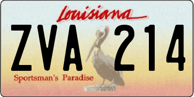 LA license plate ZVA214