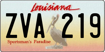 LA license plate ZVA219