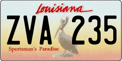 LA license plate ZVA235
