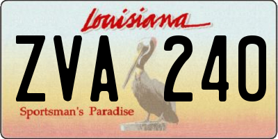 LA license plate ZVA240