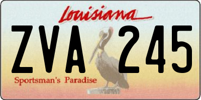 LA license plate ZVA245