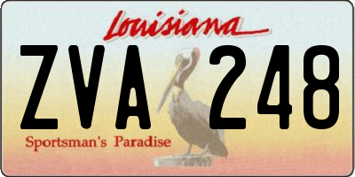 LA license plate ZVA248