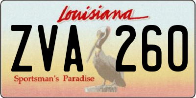 LA license plate ZVA260