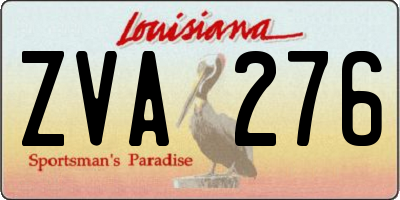 LA license plate ZVA276