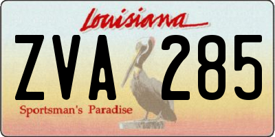 LA license plate ZVA285