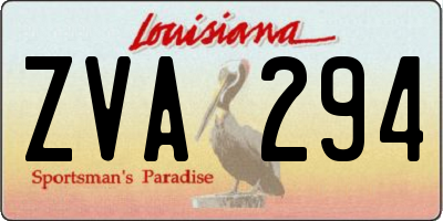 LA license plate ZVA294