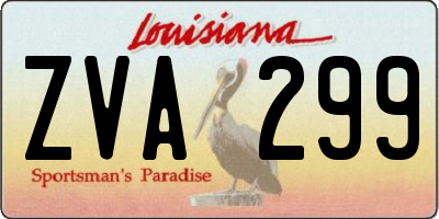 LA license plate ZVA299
