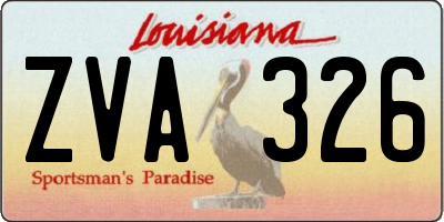LA license plate ZVA326