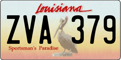LA license plate ZVA379