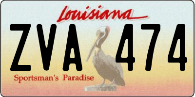 LA license plate ZVA474