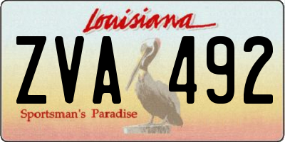LA license plate ZVA492