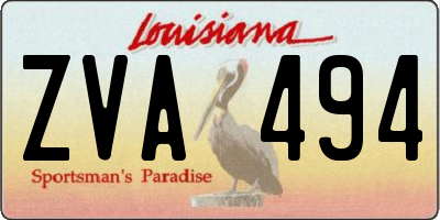 LA license plate ZVA494