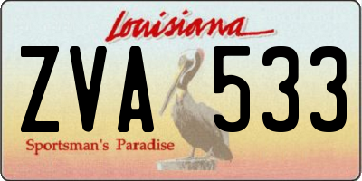LA license plate ZVA533