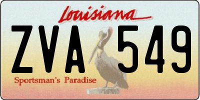 LA license plate ZVA549