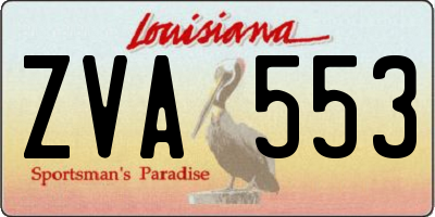 LA license plate ZVA553