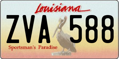 LA license plate ZVA588
