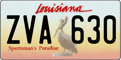 LA license plate ZVA630