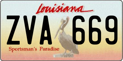 LA license plate ZVA669