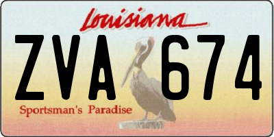 LA license plate ZVA674