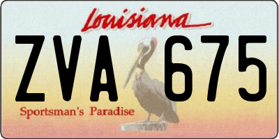 LA license plate ZVA675